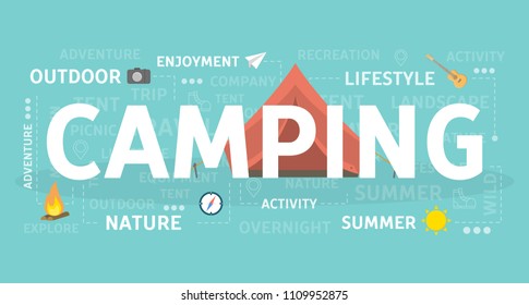 Camping concept illustration. Idea of spending time on nature.