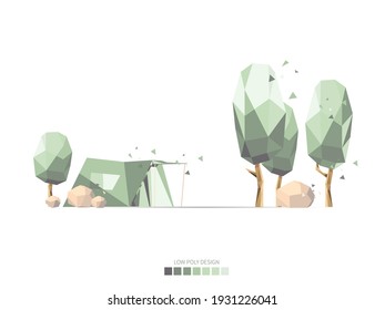 Camping Concept Illustration.
Low poly geometirc background. 
