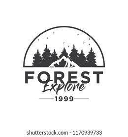 Camping Concept Logo Desig Template with Badges, Black and White