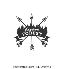 Camping Concept Logo Desig Template with Badges, Black and White