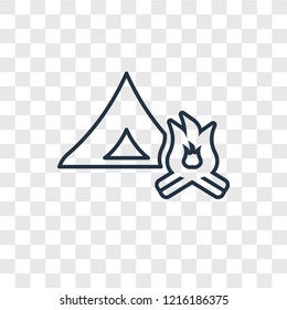 Camping concept vector linear icon isolated on transparent background, Camping concept transparency concept in outline style