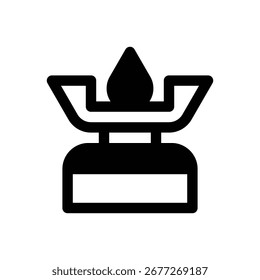 Campingkocher. Konturenstrichvektorsymbol mit schwarz gefüllten Details.