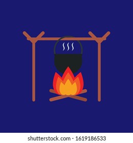 Camping Cooking Pot Over Fire