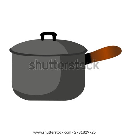 Camping cookware pot in flat vector style for outdoor cooking activities. Designed for camping sets, survival gear, and adventure illustrations.