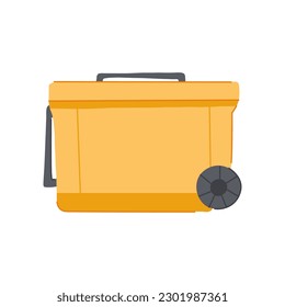 camping cooler box cartoon. blue refrigerator, summer ice camping cooler box sign. isolated symbol vector illustration