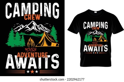 Camping Crew Adventure Awaits Tshirt Design Stock Vector (Royalty Free ...