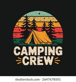 Camping crew t shirt design, Camping illustration
