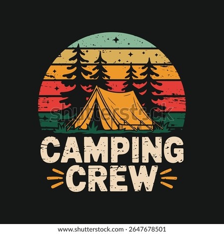 Camping crew t shirt design, Camping illustration