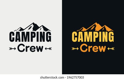 tripulación de camping, logotipos vectoriales modernos de tema de camping, adecuados para prendas de vestir, tazas, diseño de camisetas y muchos otros, ilustración vectorial