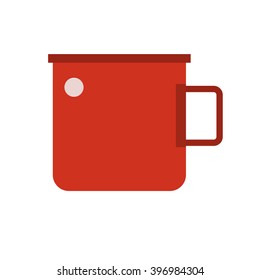 Camping cup vector icon. Tourist mug isolated on white background. Website and application pictogram.