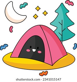  camping cute holiday sticker icons design