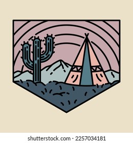 Camping at desert graphic illustration vector art t-shirt design