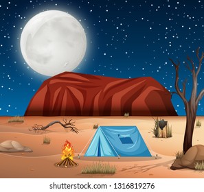 Acampando en la ilustración del desierto