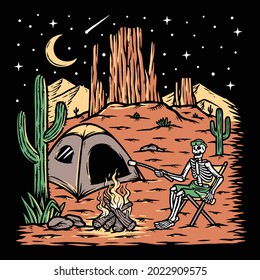 camping in the desert at night