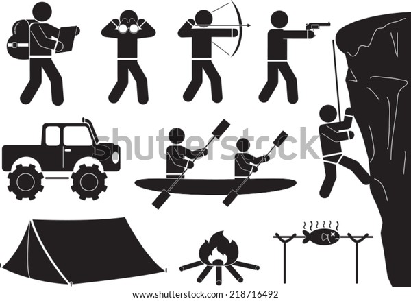 Camping Design Elements Icon Set Stock Vector (Royalty Free) 218716492 ...