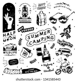 Camping design logo set vectors