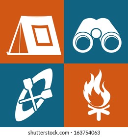 camping design over blue and orange background vector illustration 