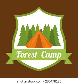 Camping design over brown background, vector illustration.