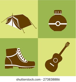 Camping design over green background, vector illustration.