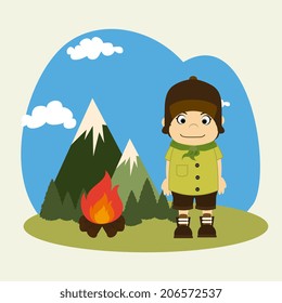 Camping design over landscape background, vector illustration