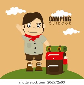 Camping design over landscape background, vector illustration