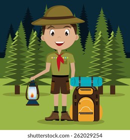Camping design over landscape background, vector illustration.