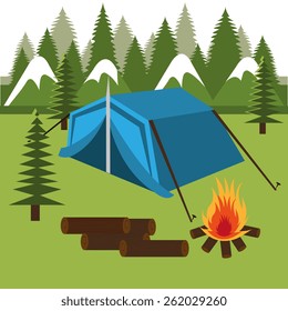 Camping design over landscape background, vector illustration.