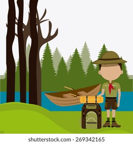Camping design over landscape background, vector illustration.