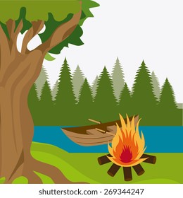 Camping design over landscape background, vector illustration.