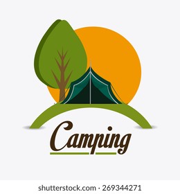 Camping design over landscape background, vector illustration.