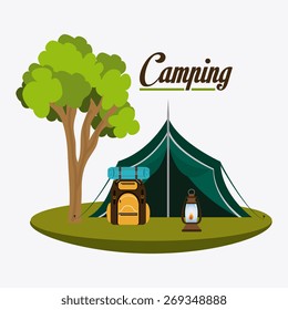 Camping design over landscape background, vector illustration.