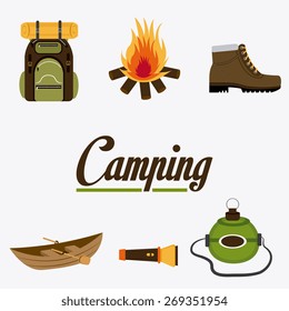 Camping design over landscape background, vector illustration.