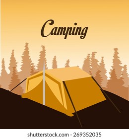 Camping design over landscape background, vector illustration.