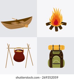 Camping design over landscape background, vector illustration.