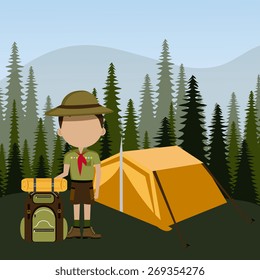 Camping design over landscape background, vector illustration.