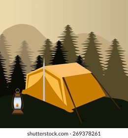 Camping design over landscape background, vector illustration.