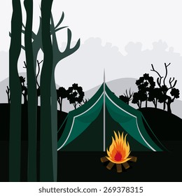 Camping design over landscape background, vector illustration.