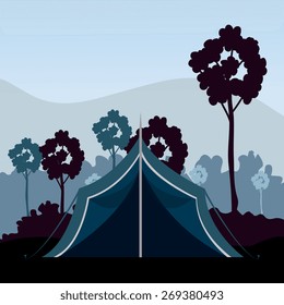 Camping design over landscape background, vector illustration.