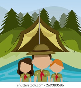 Camping design over landscape background, vector illustration.