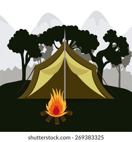 Camping design over landscape background, vector illustration.