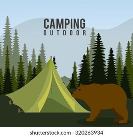 Camping  design over landscape background, vector illustration.