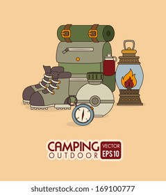 camping design over orange background vector illustration