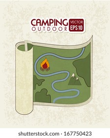 camping design over pink background vector illustration