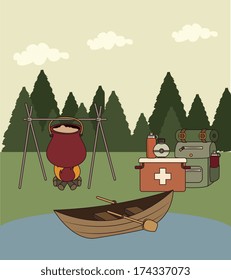camping design over sky background vector illustration  