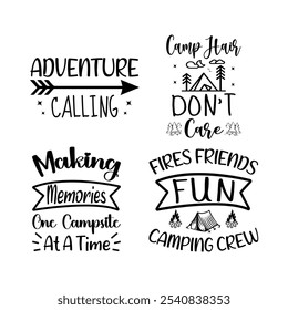 Camping Design set , Typography T shirt Design, Motivational Quotes,  vector illustration, graphic template, print on demand, vintage, Camping T-shirt