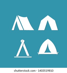 Camping dome or tent icon set. Simple set of camping dome or tent icons