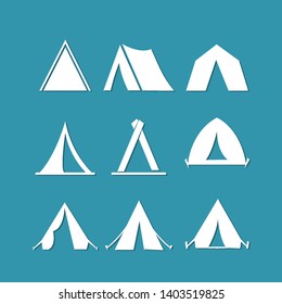 Camping dome or tent icon set. Simple set of camping dome or tent icons