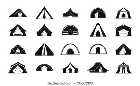 Camping Dome Or Tent Icon Set. Simple Set Of Camping Dome Or Tent Vector Icons For Web Design Isolated On White Background