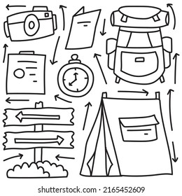 Camping doodle cartoon illustration design
