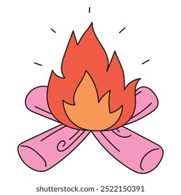 Camping Doodle Illustration - Bonfire